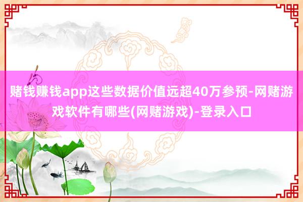 赌钱赚钱app这些数据价值远超40万参预-网赌游戏软件有哪些(网赌游戏)-登录入口